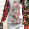 Women‘s Christmas Casual Dress Sweatshirt Dress Mini Dress Warm Fashion Outdoor Holiday Crew Neck Print Animal Santa Claus Tree Loose Fit Black Burgundy Green S M L XL XXL
