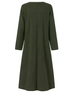 Women's Casual Dress Sweatshirt Dress Midi Dress Active Fashion Outdoor Going Out Weekend Crew Neck Pure Color Regular Fit ArmyGreen Black Dark Gray S M L XL XXL -Tesla Style xweyzf1696926229781