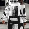 Women's Casual Dress Hoodie Dress Winter Dress Geometric Plaid Print Hooded Mini Dress Fashion Streetwear Outdoor Daily Long Sleeve Loose Fit Black Fall Winter S M L XL XXL -Tesla Style xwgmso1694066909536
