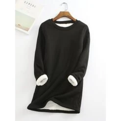 Women's Casual Dress Sweatshirt Dress Winter Dress Mini Dress Teddy Fleece Home Daily Going Out Basic Casual Crew Neck Long Sleeve Regular Fit Wine Red Big Red Black Color S M L XL XXL Size -Tesla Style xxfzfb1602325119610