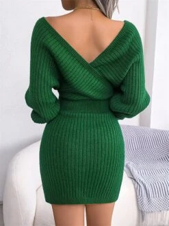 Women's Sweater Dress Winter Dress Jumper Dress Mini Dress Ruched Daily Date Going Out Active Fashion Crew Neck Long Sleeve 2023 Regular Fit Black White Blue Color S M L Size -Tesla Style xxjdks1692858706177 1