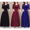 Women's Velvet Dress Homecoming Dress Empire Waist Dresses Long Dress Maxi Dress Black Wine Blue Long Sleeve Pure Color Ruched Spring Fall Winter V Neck Stylish Winter Dress Evening Party Wedding -Tesla Style xxyaqa1677848506375