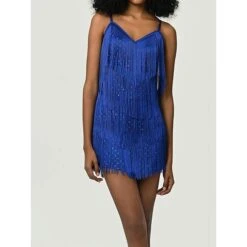 Women's Party Dress Fringe Dress Homecoming Dress Mini Dress Light Pink Neon Green Neon Yellow Sleeveless Plain Tassel Fringe Summer Spring Fall V Neck Fashion Party Vacation Fall Dress 2023 S M L XL -Tesla Style xylowl1692327269366