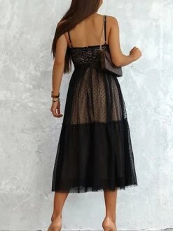 Women's Party Dress Lace Dress Homecoming Dress Midi Dress Black White Pink Sleeveless Floral Lace Summer Spring Fall Spaghetti Strap Party Birthday Wedding Guest Vacation Slim 2023 S M L XL / Winter -Tesla Style xynset1675654780232