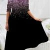 Women's Work Dress Casual Dress Swing Dress Fashion Winter Dress Daily Midi Dress Print V Neck Long Sleeve Ombre Regular Fit Pink Blue Purple Fall Winter S M L XL XXL