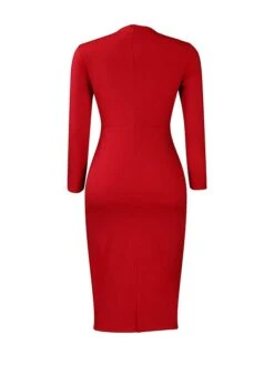 Women's Work Dress Sheath Dress Black Dress Fashion Midi Dress Ruched Split Crew Neck Long Sleeve Plain Regular Fit Black White Red Fall Winter S M L XL XXL 38 Women's Work Dress Sheath Dress Black Dress Fashion Midi Dress Ruched Split Crew Neck Long Sleeve Plain Regular Fit Black White Red Fall Winter S M L XL XXL -Tesla Style yccbmx1693206409982