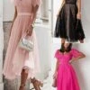 Women's Party Dress Corset Dress Lace Dress Midi Dress Black Pink Fuchsia Short Sleeve Polka Dot Lace Summer Spring Square Neck Fashion Birthday Wedding Guest Vacation Slim S M L XL -Tesla Style ycozyo1685081640012