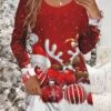 Women‘s Christmas Work Dress Casual Dress Fashion Winter Dress Daily Mini Dress Print Crew Neck Long Sleeve Santa Claus Elk Loose Fit Black Wine Red Fall Winter S M L XL XXL