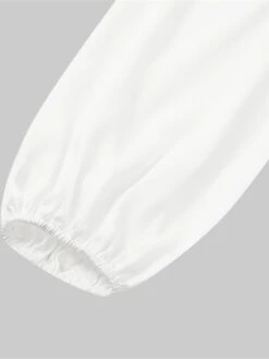 Women's Work Dress Satin Dress White Dress Fashion Midi Dress Drawstring Split V Neck Long Sleeve Plain Loose Fit White Fall Winter S M L XL XXL -Tesla Style ydvrua1693363848916