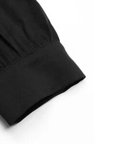 Women's Work Dress Casual Dress Black Dress Fashion Office Daily Workfashion Midi Dress Lace Up Button Shirt Collar Long Sleeve Plain Loose Fit Black Fall Winter S M L XL -Tesla Style yfoydn1695105093850