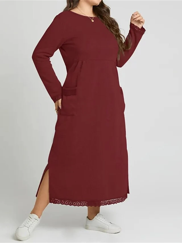 Women's Casual Dress Sweatshirt Dress Winter Dress Long Dress Maxi Dress Ruched Pocket Outdoor Daily Going Out Fashion Streetwear Crew Neck Long Sleeve 2023 Loose Fit Black Wine Purple Color S M L XL 12 Women's Casual Dress Sweatshirt Dress Winter Dress Long Dress Maxi Dress Ruched Pocket Outdoor Daily Going Out Fashion Streetwear Crew Neck Long Sleeve 2023 Loose Fit Black Wine Purple Color S M L XL - Image 10
