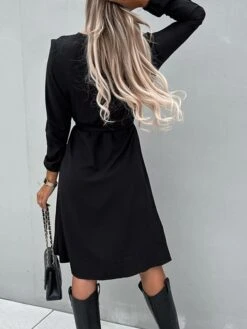 Women's Work Dress Sheath Dress Semi Formal Dress Fashion Midi Dress Lace Up Split V Neck Long Sleeve Polka Dot Loose Fit Black White Red Fall Winter S M L XL XXL -Tesla Style ygdcia1692080005441