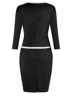 Women's Work Dress Sheath Dress Fashion Midi Dress Patchwork Fake Two Piece Square Neck 3/4 Length Sleeve Plain Regular Fit Black Pink Red Summer Spring S M L XL XXL -Tesla Style ygqguz1684322603620