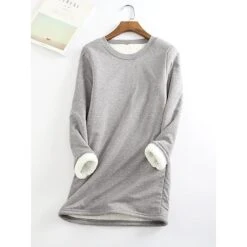 Women's Casual Dress Sweatshirt Dress Winter Dress Mini Dress Teddy Fleece Home Daily Going Out Basic Casual Crew Neck Long Sleeve Regular Fit Wine Red Big Red Black Color S M L XL XXL Size -Tesla Style ygxyfk1629274924400