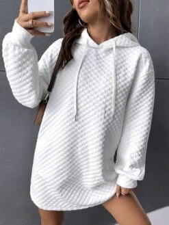 Women's Casual Dress Hoodie Dress Mini Dress Active Fashion Outdoor Sport Going Out Hoodie Pure Color Solid Color Loose Fit White S M L XL XXL -Tesla Style yhzhgk1694427876735