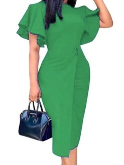 Women's Party Dress Shift Dress Green Dress Midi Dress Wine Blue Purple Short Sleeve Pure Color Ruffle Summer Spring Crew Neck Stylish Slim 2023 S M L XL XXL 3XL 19 Women's Party Dress Shift Dress Green Dress Midi Dress Wine Blue Purple Short Sleeve Pure Color Ruffle Summer Spring Crew Neck Stylish Slim 2023 S M L XL XXL 3XL -Tesla Style yjtxmq1657546862124