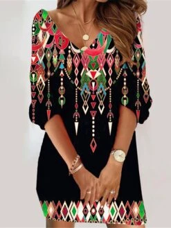 Women's Casual Dress Ethnic Dress Summer Dress Floral Color Block Print V Neck Mini Dress Vintage Ethnic Outdoor Daily 3/4 Length Sleeve Loose Fit Black Yellow Wine Summer Spring S M L XL XXL 11 Women's Casual Dress Ethnic Dress Summer Dress Floral Color Block Print V Neck Mini Dress Vintage Ethnic Outdoor Daily 3/4 Length Sleeve Loose Fit Black Yellow Wine Summer Spring S M L XL XXL -Tesla Style yktvqg1689247548123