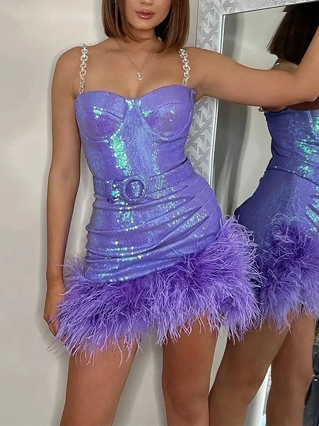 Women's Party Dress Sequin Dress Homecoming Dress Mini Dress Pink Purple Sleeveless Pure Color Sequins Summer Spring Fall Spaghetti Strap Fashion Wedding Guest Vacation Summer Dress 2023 S M L XL 6 Women's Party Dress Sequin Dress Homecoming Dress Mini Dress Pink Purple Sleeveless Pure Color Sequins Summer Spring Fall Spaghetti Strap Fashion Wedding Guest Vacation Summer Dress 2023 S M L XL - Image 4