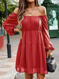 Women's Work Dress Black Dress Semi Formal Dress Fashion Mini Dress Ruched Square Neck Long Sleeve Plain Loose Fit Black Red Army Green Fall S M L XL -Tesla Style ylhglb1693300567948