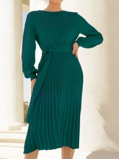 Women‘s Sweater Dress Winter Dress Bodycon Knee Length Dress Black Dark Green Khaki Long Sleeve Pure Color Lace Up Fall Winter Autumn Crew Neck Elegant Winter Dress Fall Dress 2023 S M L XL XXL -Tesla Style ylyqzc1657786349993