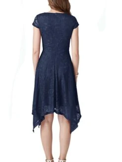 Women's Party Dress Lace Dress Cocktail Dress Midi Dress Black Pink Wine Short Sleeve Pure Color Lace Spring Fall Winter V Neck Fashion Winter Dress Wedding Guest Vacation 2023 S M L XL XXL -Tesla Style ymqvme1692180413906