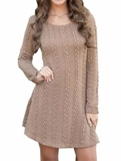 Women's Sweater Dress Jumper Dress Casual Dress Mini Dress Fashion Pure Color Outdoor Daily Going Out Crew Neck Long Sleeve 2023 Regular Fit Black White Wine S M L XL XXL -Tesla Style ynpukg1696434461190