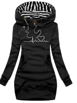 Women's Casual Dress Sheath Dress Mini Dress Black Yellow Army Green Long Sleeve Geometric Pocket Fall Winter Autumn Hooded Fashion 2023 S M L XL 2XL 3XL -Tesla Style ynzesq1666761906201