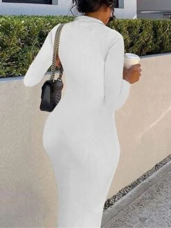 Women's Sweater Dress Winter Dress Jumper Dress Midi Dress Ruched Street Daily Holiday Fashion Streetwear V Neck Long Sleeve 2023 Regular Fit Black White Dark Gray Color S M L Size -Tesla Style ypadlq1692938583309