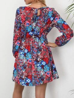 Women's Work Dress A Line Dress Fashion Mini Dress Print Crew Neck Long Sleeve Floral Loose Fit Red Blue Orange Fall S M L XL XXL -Tesla Style ypfllw1693300586728