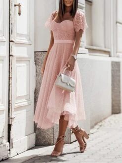 Women's Party Dress Corset Dress Lace Dress Midi Dress Black Pink Fuchsia Short Sleeve Polka Dot Lace Summer Spring Square Neck Fashion Birthday Wedding Guest Vacation Slim S M L XL 13 Women's Party Dress Corset Dress Lace Dress Midi Dress Black Pink Fuchsia Short Sleeve Polka Dot Lace Summer Spring Square Neck Fashion Birthday Wedding Guest Vacation Slim S M L XL -Tesla Style ypwndt1685081642433