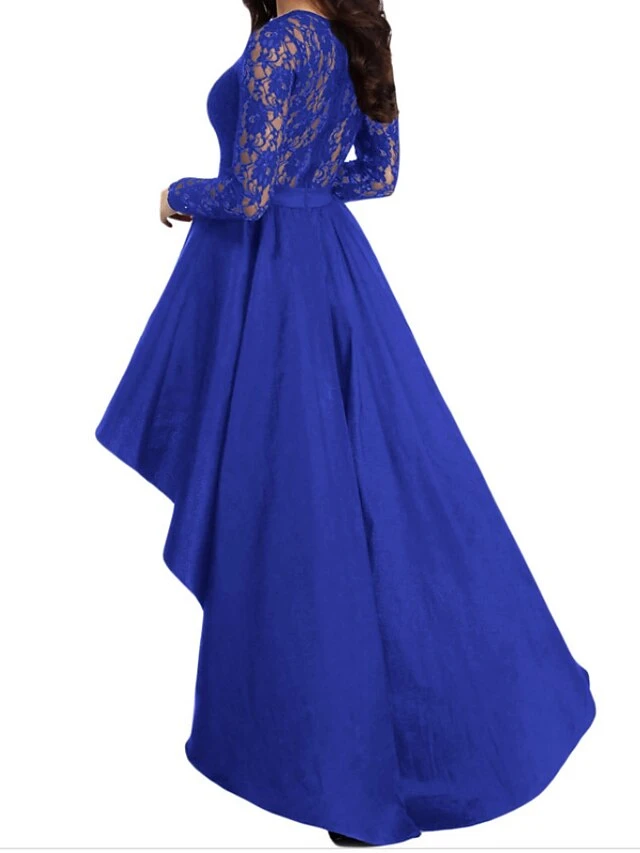 Women‘s Prom Cocktail Party Dress Lace Dress Long Dress Maxi Dress Black Blue Red Long Sleeve Pure Color Lace Winter Fall Autumn Crew Neck Winter Dress 2023 S M L XL 5 Women‘s Prom Cocktail Party Dress Lace Dress Long Dress Maxi Dress Black Blue Red Long Sleeve Pure Color Lace Winter Fall Autumn Crew Neck Winter Dress 2023 S M L XL - Image 3