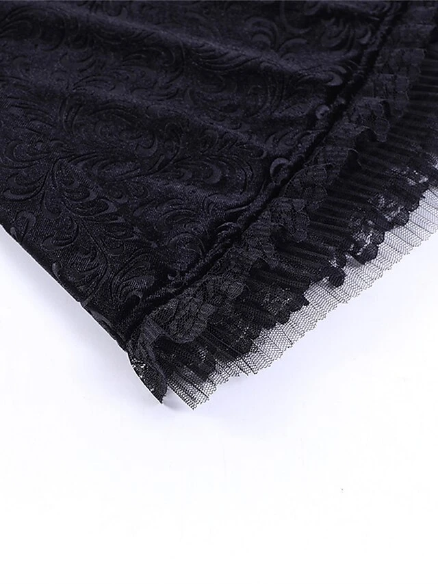 Women's Party Dress Velvet Dress Cocktail Dress Mini Dress Black Short Sleeve Pure Color Lace Spring Fall Winter Halter Neck Fashion Halloween Birthday Wedding Guest 2023 S M L 18 Women's Party Dress Velvet Dress Cocktail Dress Mini Dress Black Short Sleeve Pure Color Lace Spring Fall Winter Halter Neck Fashion Halloween Birthday Wedding Guest 2023 S M L - Image 16