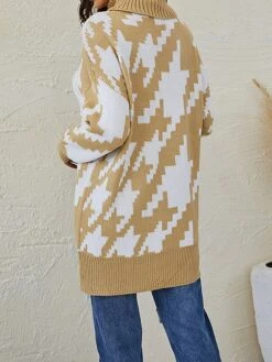 Women's Sweater Dress Winter Dress Jumper Dress Mini Dress Patchwork Ribbed Daily Date Vacation Active Fashion Turtleneck Long Sleeve 2023 Loose Fit Black Blue Khaki Color S M L XL Size -Tesla Style yrvwek1694087781807