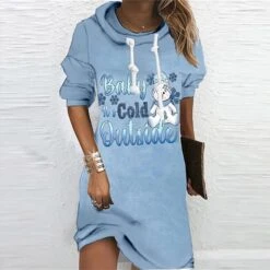 Women's Christmas Hoodie Dress Shift Dress Mini Dress Black And White Green Black Blue Pink Wine Red Gray White Long Sleeve Snowman Snowflake Print Winter Fall Hooded Vacation Casual 2022 S M L XL -Tesla Style ysdrwl1667282202286