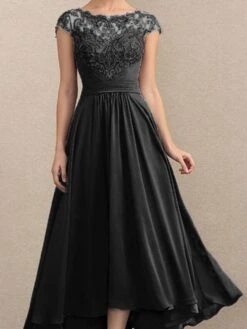 Women's Semi Formal Party Dress Corset Dress Lace Dress Long Dress Maxi Dress Black Wine Gray Short Sleeve Pure Color Lace Spring Summer Boat Neck 2023 S M L XL XXL 3XL -Tesla Style ythvjz1657007085132