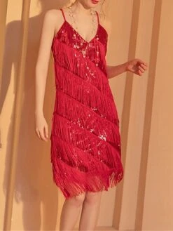 Women‘s Retro 1920s Fringe Dress Black Dress Midi Dress Party Cocktail Party Sequins Tassel Fringe Plain Spaghetti Strap Sleeveless Regular Fit Summer Spring 2023 Red XS S M L 30 Women‘s Retro 1920s Fringe Dress Black Dress Midi Dress Party Cocktail Party Sequins Tassel Fringe Plain Spaghetti Strap Sleeveless Regular Fit Summer Spring 2023 Red XS S M L -Tesla Style ytzugx1677150203608
