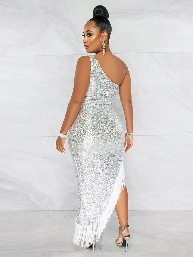 Women's Party Dress Fringe Dress Sequin Dress Long Dress Maxi Dress Black White Red Sleeveless Pure Color Sequins Summer Spring One Shoulder Fashion Party Spring Dress Slim 2023 S M L XL XXL 10 Women's Party Dress Fringe Dress Sequin Dress Long Dress Maxi Dress Black White Red Sleeveless Pure Color Sequins Summer Spring One Shoulder Fashion Party Spring Dress Slim 2023 S M L XL XXL - Image 8