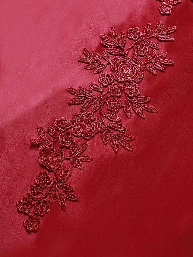 Women's Prom Dress Party Dress Lace Dress Long Dress Maxi Dress Red 3/4 Length Sleeve Pure Color Lace Spring Fall Winter Crew Neck Fashion Party Winter Dress Birthday 2023 S M L XL XXL 12 Women's Prom Dress Party Dress Lace Dress Long Dress Maxi Dress Red 3/4 Length Sleeve Pure Color Lace Spring Fall Winter Crew Neck Fashion Party Winter Dress Birthday 2023 S M L XL XXL - Image 10