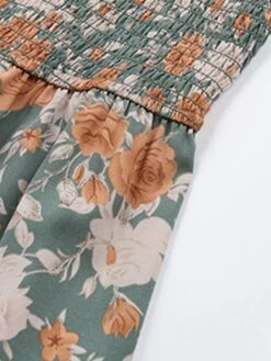 Women's Work Dress Casual Dress Swing Dress Fashion Winter Dress Daily Midi Dress Ruched Print V Neck Long Sleeve Floral Slim Green Fall Winter S M L XL -Tesla Style ywglwp1695096218917