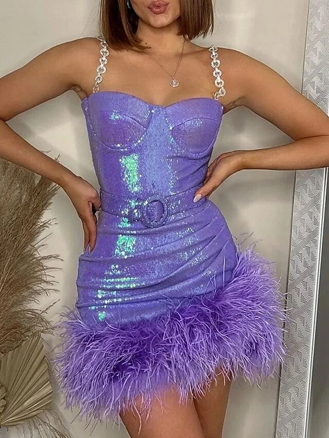 Women's Party Dress Sequin Dress Homecoming Dress Mini Dress Pink Purple Sleeveless Pure Color Sequins Summer Spring Fall Spaghetti Strap Fashion Wedding Guest Vacation Summer Dress 2023 S M L XL 7 Women's Party Dress Sequin Dress Homecoming Dress Mini Dress Pink Purple Sleeveless Pure Color Sequins Summer Spring Fall Spaghetti Strap Fashion Wedding Guest Vacation Summer Dress 2023 S M L XL - Image 5