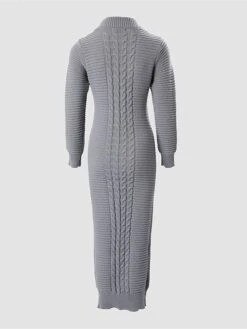 Women's Sweater Dress Winter Dress Jumper Dress Long Dress Maxi Dress Split Outdoor Street Daily Fashion Sexy Stand Collar Long Sleeve 2023 Slim Beige Gray Color S M L XL XXL Size -Tesla Style yyocto1695036470154