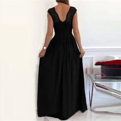 Women‘s Party Dress Homecoming Dress Swing Dress Long Dress Maxi Dress Black Purple Pink Sleeveless Pure Color Split Backless Spring Summer V Neck Evening Party 2023 S M L XL XXL -Tesla Style yyzjbb1657163940690