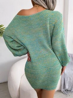 Women's Sweater Dress Winter Dress Jumper Dress Mini Dress Cold Shoulder Daily Date Going Out Active Fashion Off Shoulder Long Sleeve 2023 Loose Fit Black Orange Green Color S M L Size -Tesla Style zbgrqy1692862235568 1