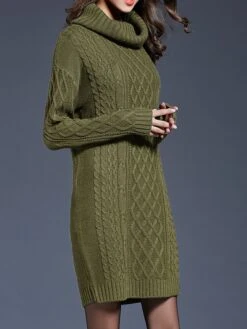 Women's Sweater Dress Jumper Dress Winter Dress Mini Dress Warm Plain Outdoor Daily Holiday Vacation Turtleneck Long Sleeve 2023 Loose Fit White Wine Blue M L XL XXL 3XL -Tesla Style zbnexw1697711248459