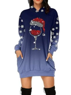 Women's Casual Dress Christmas Dress Hoodie Dress Letter Print Pocket Print Hooded Mini Dress Active Fashion Outdoor Christmas Long Sleeve Loose Fit Light Pink Black Red Fall S M L XL XXL -Tesla Style zfixkg1694153248546