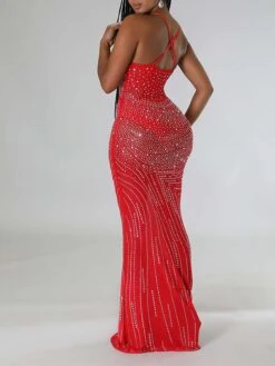 Women's Prom Dress Party Dress Sequin Dress Long Dress Maxi Dress Black White Red Sleeveless Pure Color Sequins Summer Spring Fall Spaghetti Strap Party Wedding Guest Summer Dress Slim 2023 S M L XL -Tesla Style zfjuft1676526675385
