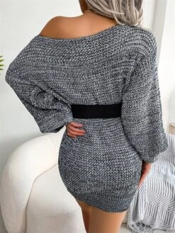 Women's Sweater Dress Winter Dress Jumper Dress Mini Dress Cold Shoulder Daily Date Going Out Active Fashion Off Shoulder Long Sleeve 2023 Loose Fit Black Orange Green Color S M L Size -Tesla Style zgisoj1692862247803 1