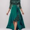 Women's Prom Dress Party Dress Lace Dress Long Dress Maxi Dress Green 3/4 Length Sleeve Pure Color Lace Spring Fall Winter V Neck Fashion Wedding Guest Evening Party Vacation 2023 S M L XL XXL 3XL -Tesla Style zgrtpr1695619365009