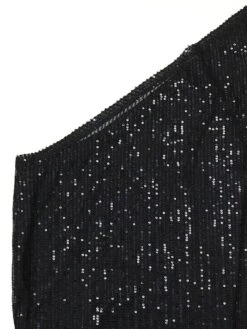 Women's Party Dress Sequin Dress Feather Dress Mini Dress Black Green Long Sleeve Pure Color Sequins Fall Winter Autumn One Shoulder Fashion 2023 S M L XL XXL -Tesla Style zhrrzj1697451971255