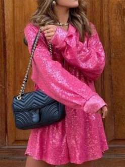 Women's Shirt Dress Party Dress Sequin Dress Mini Dress Light Pink Blue Green Long Sleeve Pure Color Sequins Spring Fall Winter Shirt Collar Fashion Winter Dress Vacation Fall Dress 2023 S M L 26 Women's Shirt Dress Party Dress Sequin Dress Mini Dress Light Pink Blue Green Long Sleeve Pure Color Sequins Spring Fall Winter Shirt Collar Fashion Winter Dress Vacation Fall Dress 2023 S M L -Tesla Style zjsjtx1641466638042